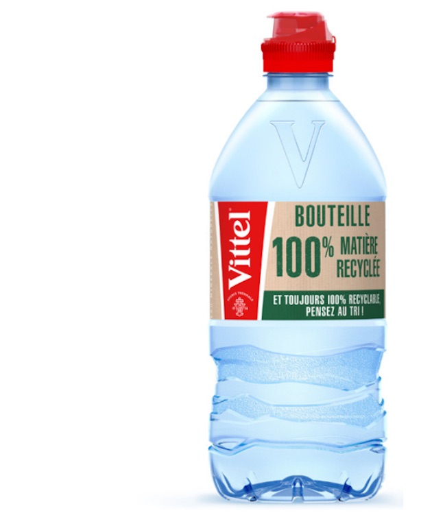 Emballage : Vittel lance la première bouteille d’eau 75cl fabriquée avec 100% de plastique recyclé