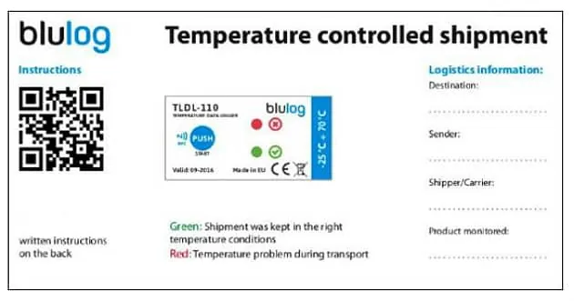 Blulog lance la nouvelle version de son enregistreur NFC pour la température durant le transport